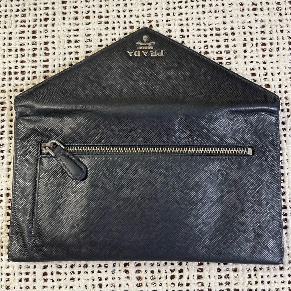 Prada Vitello Move Envelope Wallet in Black Saffiano Leather - Picture 7 of 16